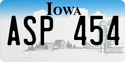IA license plate ASP454