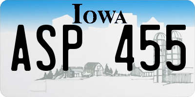 IA license plate ASP455