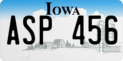 IA license plate ASP456