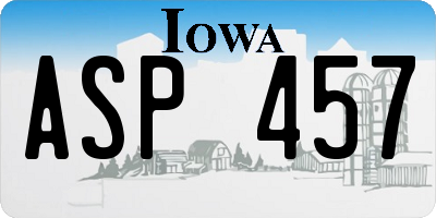 IA license plate ASP457