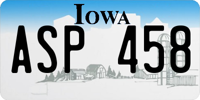 IA license plate ASP458