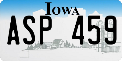 IA license plate ASP459