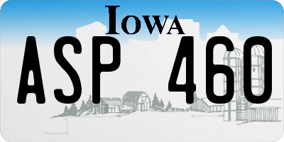 IA license plate ASP460
