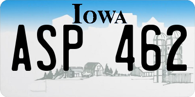 IA license plate ASP462