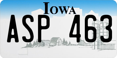 IA license plate ASP463