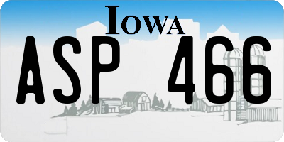 IA license plate ASP466