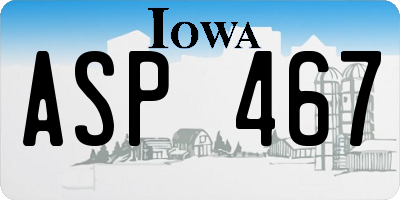 IA license plate ASP467