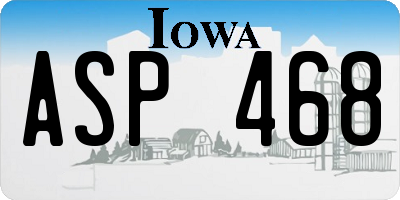 IA license plate ASP468