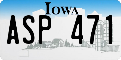 IA license plate ASP471