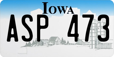IA license plate ASP473