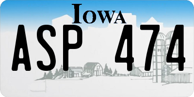 IA license plate ASP474