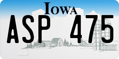 IA license plate ASP475