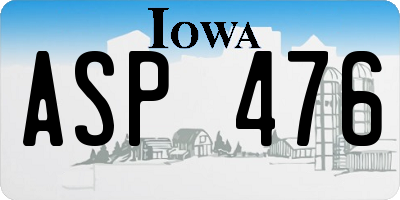 IA license plate ASP476