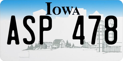 IA license plate ASP478