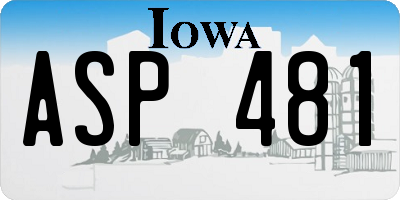 IA license plate ASP481