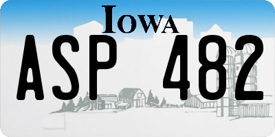 IA license plate ASP482