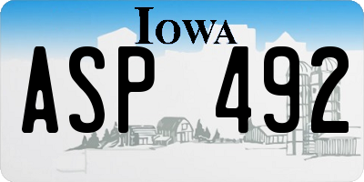 IA license plate ASP492