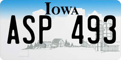 IA license plate ASP493