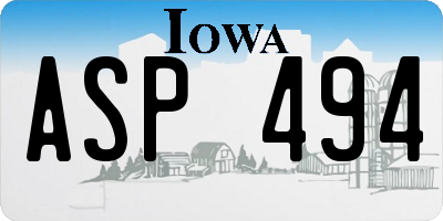 IA license plate ASP494