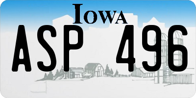IA license plate ASP496