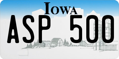IA license plate ASP500