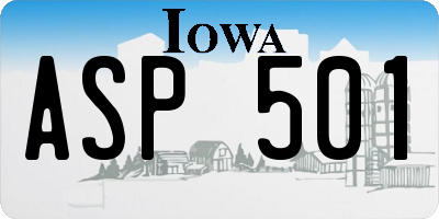 IA license plate ASP501