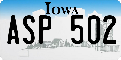 IA license plate ASP502