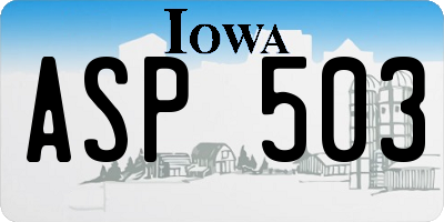 IA license plate ASP503
