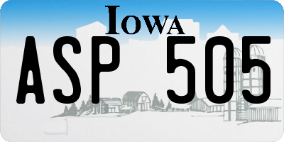 IA license plate ASP505