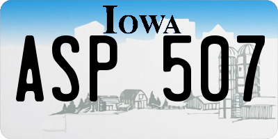 IA license plate ASP507