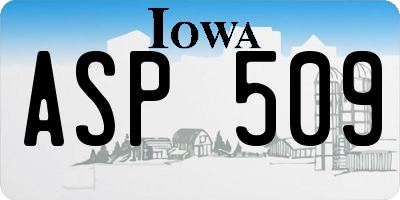 IA license plate ASP509