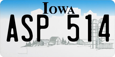 IA license plate ASP514