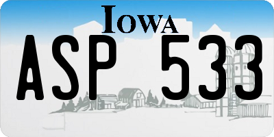 IA license plate ASP533