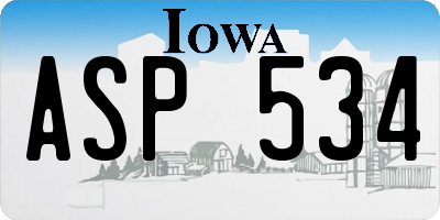 IA license plate ASP534