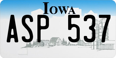 IA license plate ASP537