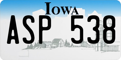 IA license plate ASP538