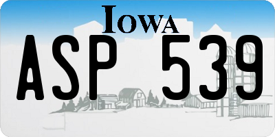 IA license plate ASP539