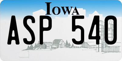 IA license plate ASP540