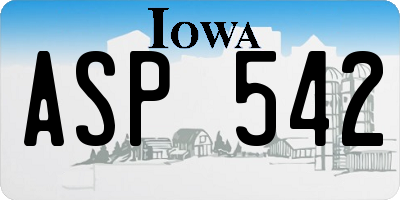 IA license plate ASP542