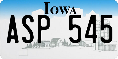 IA license plate ASP545