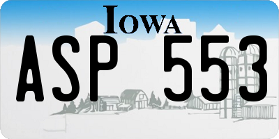 IA license plate ASP553