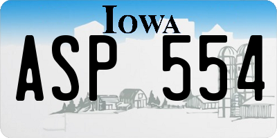 IA license plate ASP554