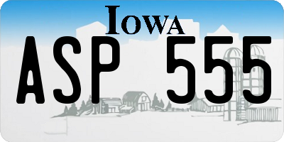 IA license plate ASP555