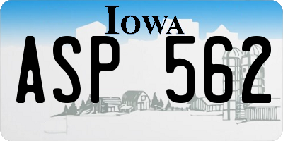 IA license plate ASP562