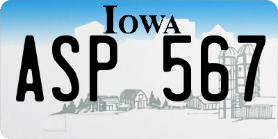 IA license plate ASP567