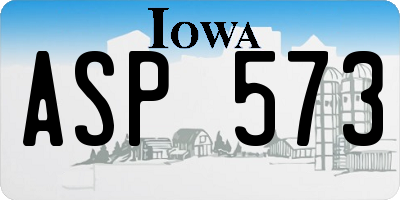 IA license plate ASP573