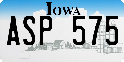 IA license plate ASP575