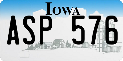 IA license plate ASP576