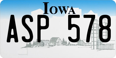 IA license plate ASP578
