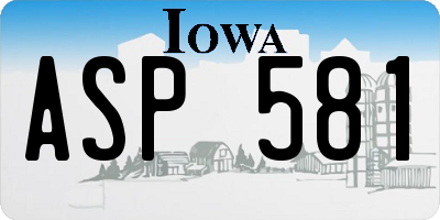 IA license plate ASP581